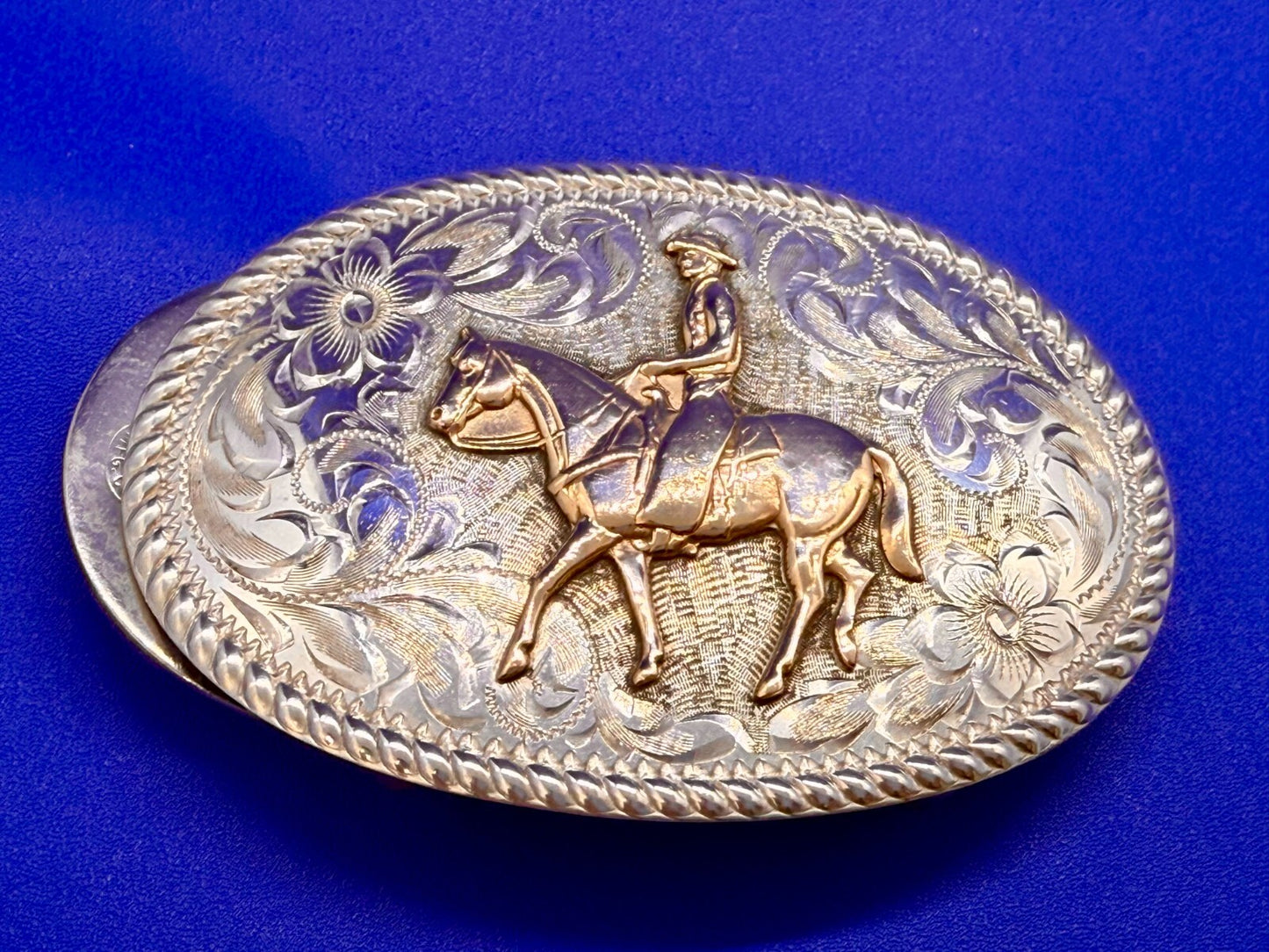 Vintage Diablo Sterling 8 Belt Buckle - Horseback cowboy   BEAUTIFUL