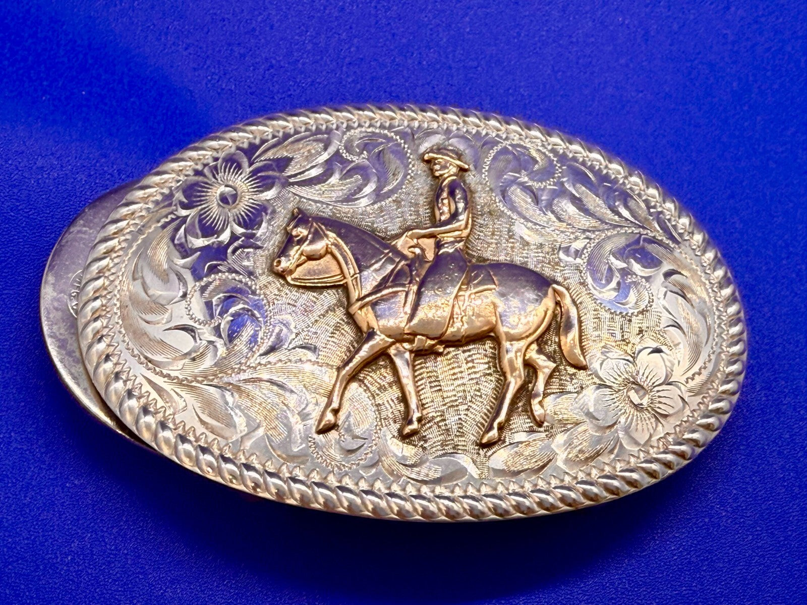 Vintage Diablo Sterling 8 Belt Buckle - Horseback cowboy   BEAUTIFUL