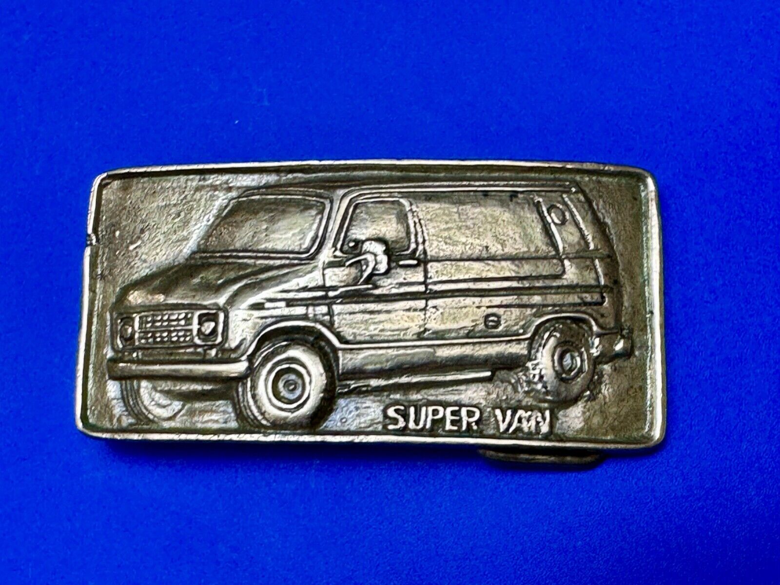 70s Super Van Solid Brass Belt Buckle Chevy Ford Hippy Style and Retro