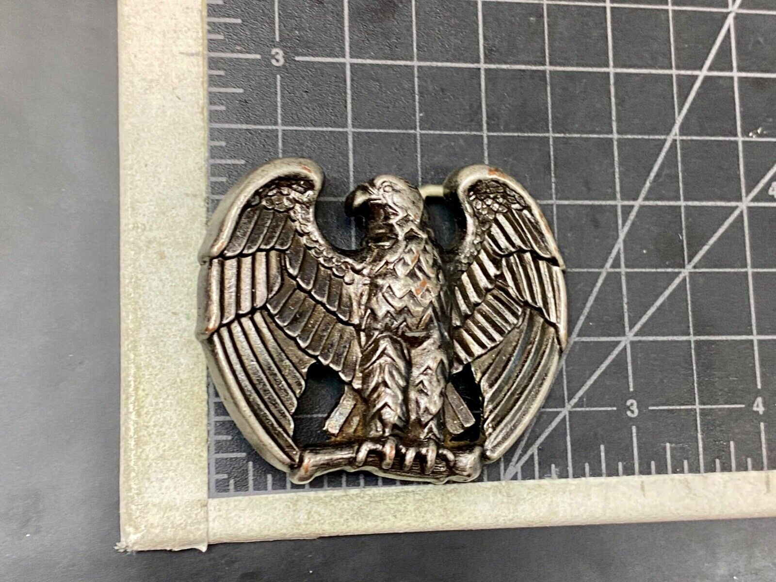 Vintage Avon 70s Patriotic American Eagle cutout shaped Silver Tone belt buckle