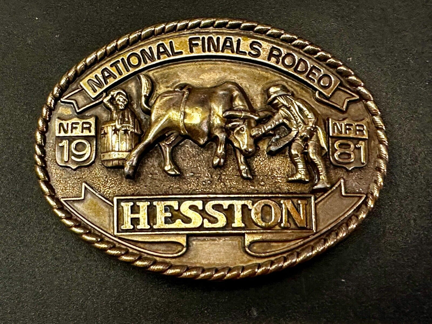 1981 Hesston National Finals Rodeo NFR Cowboys Belt Buckle -  7th edition