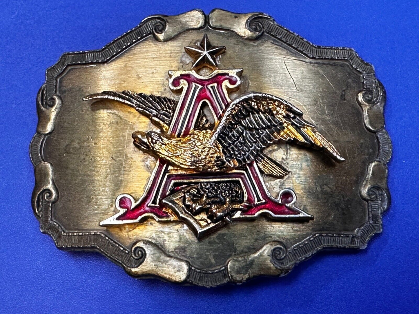 Anheuser-Busch Budweiser Beer Eagle Logo Vintage 1977 Raintree Belt Buckle
