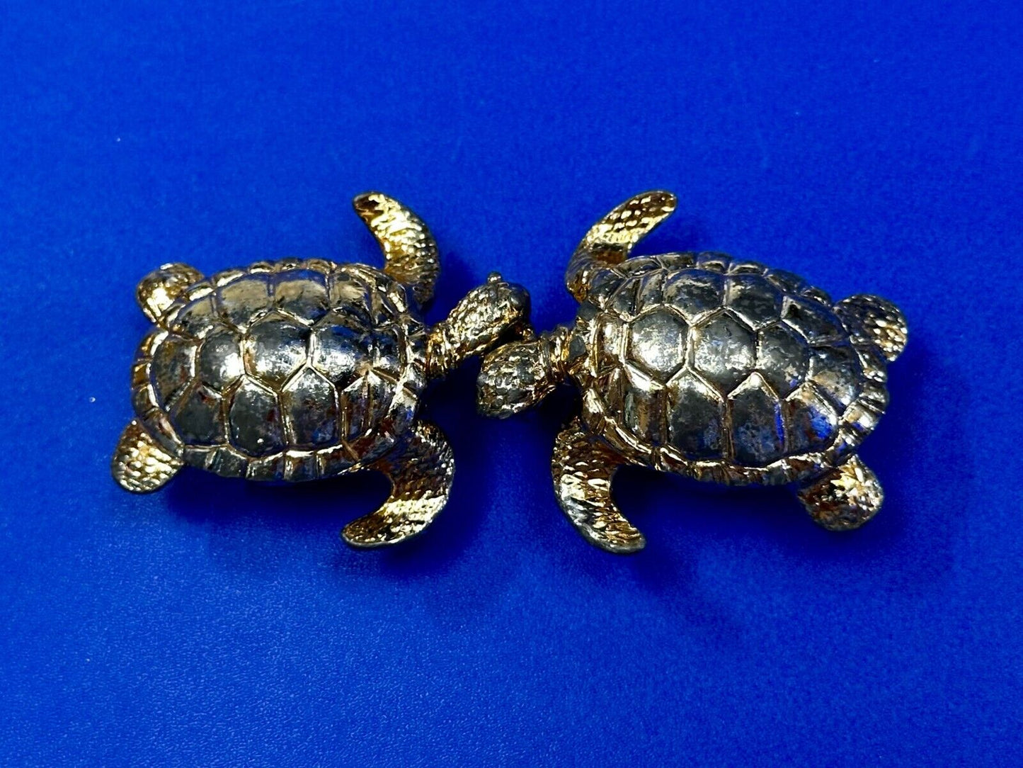 Turtle Tortoise Figural Two Piece Interlocking Gold Tone Vintage Belt Buckle