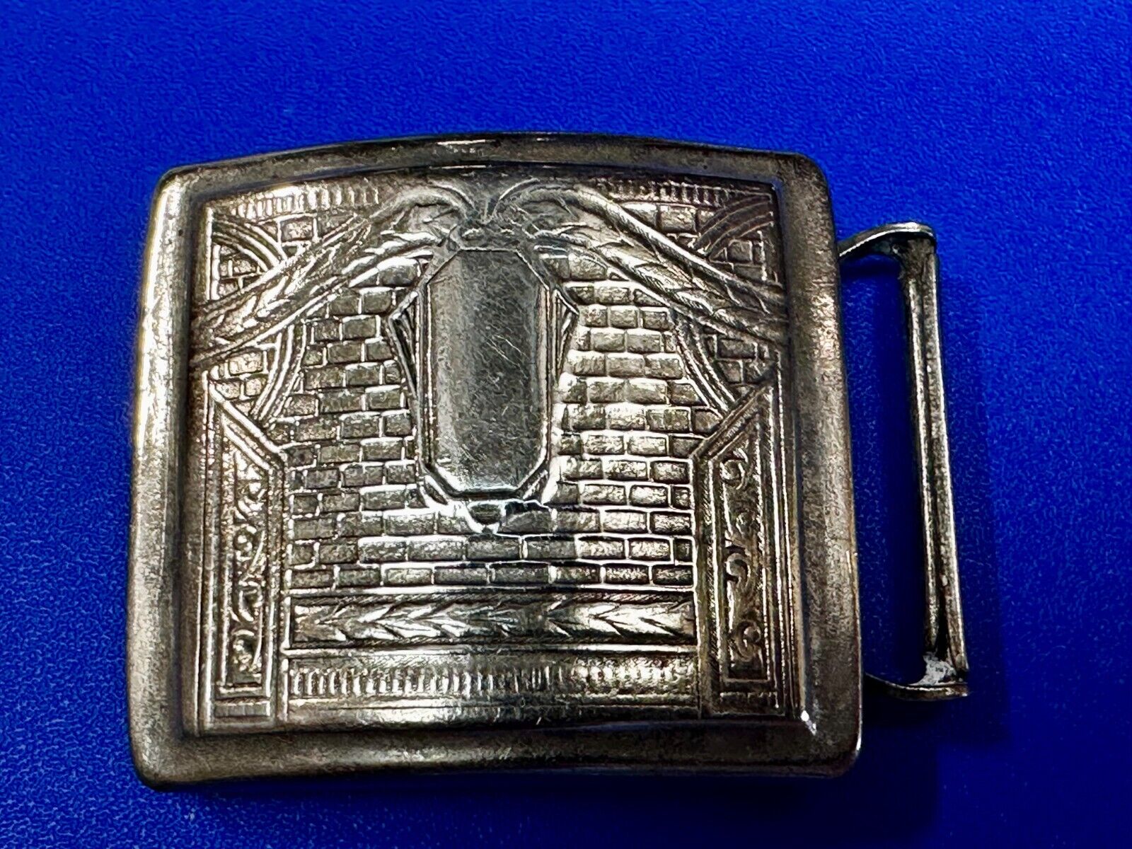 Antique Silver Gold Inlay Belt Buckle Ready To Engrave Letter Monogram Initial