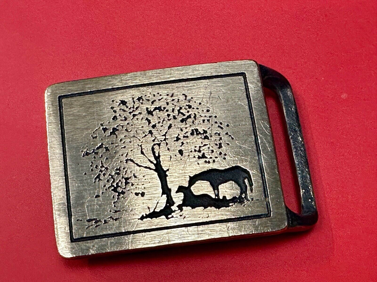 Two Horses - Vintage Tech Ether Guild ART belt buckle