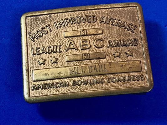 American Bowling Congress Award Belt Buckle Most Improved Average