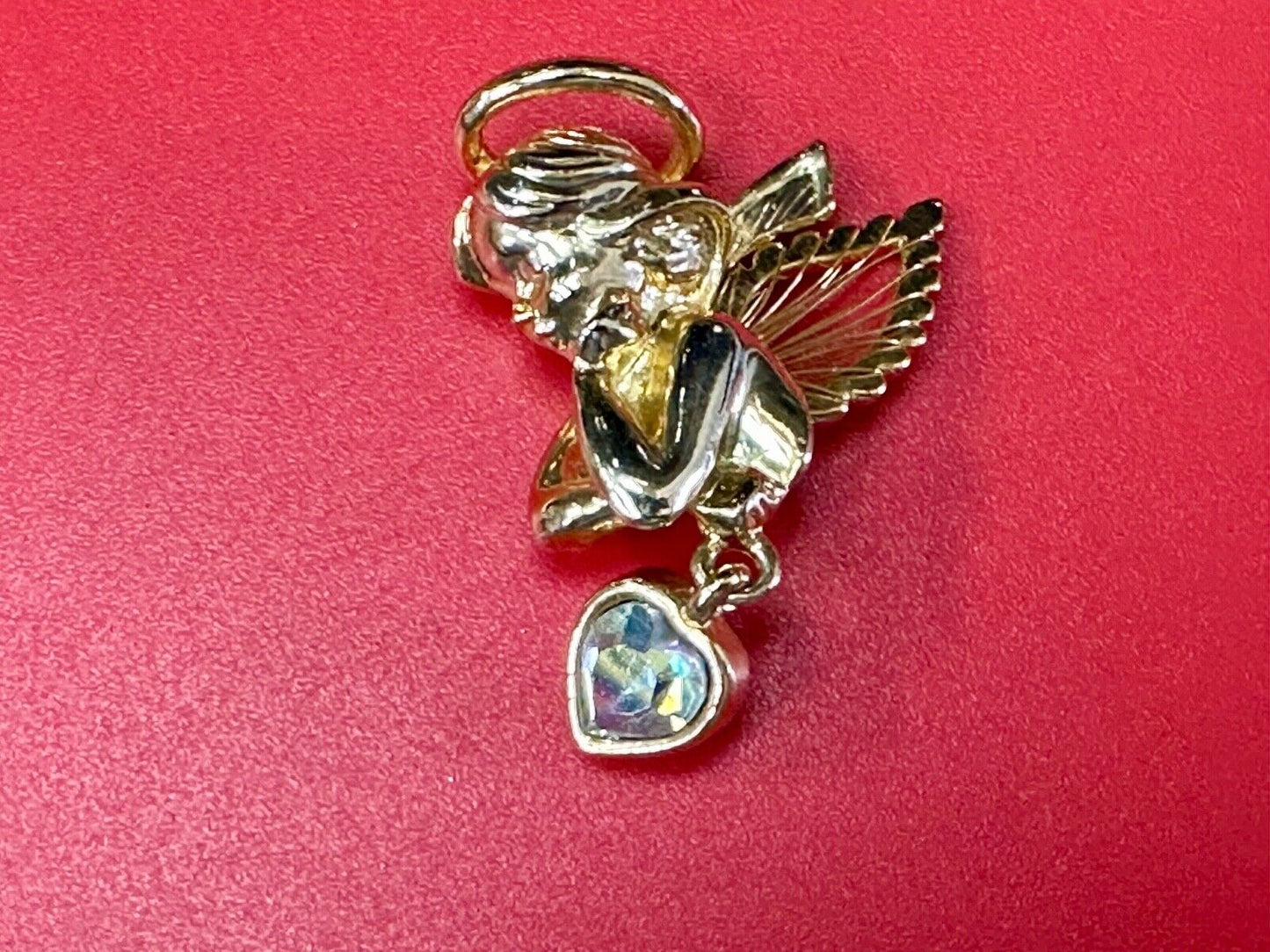 Angle with wings and Heart dangle beautiful AAI vintage brooch pin