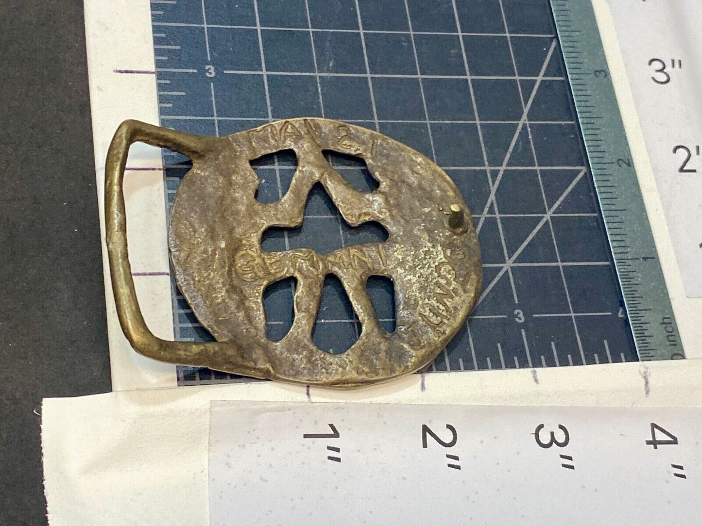 Vintage Hippie round Gemmni Twins Horoscope Astrological belt buckle 