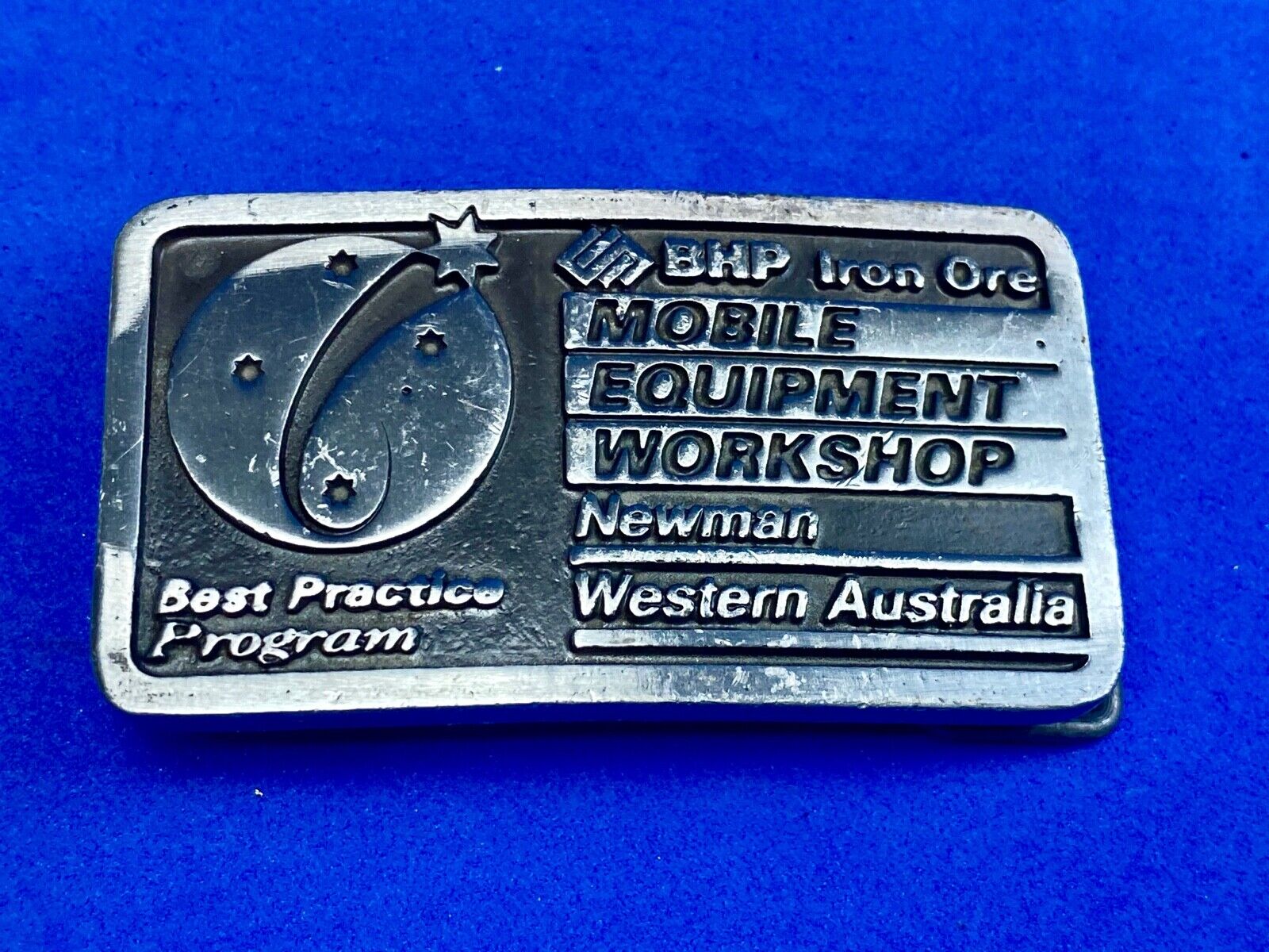 BHP Iron Ore  Mobile Equipment Workshop  Newman, Western Australia belt buckle 