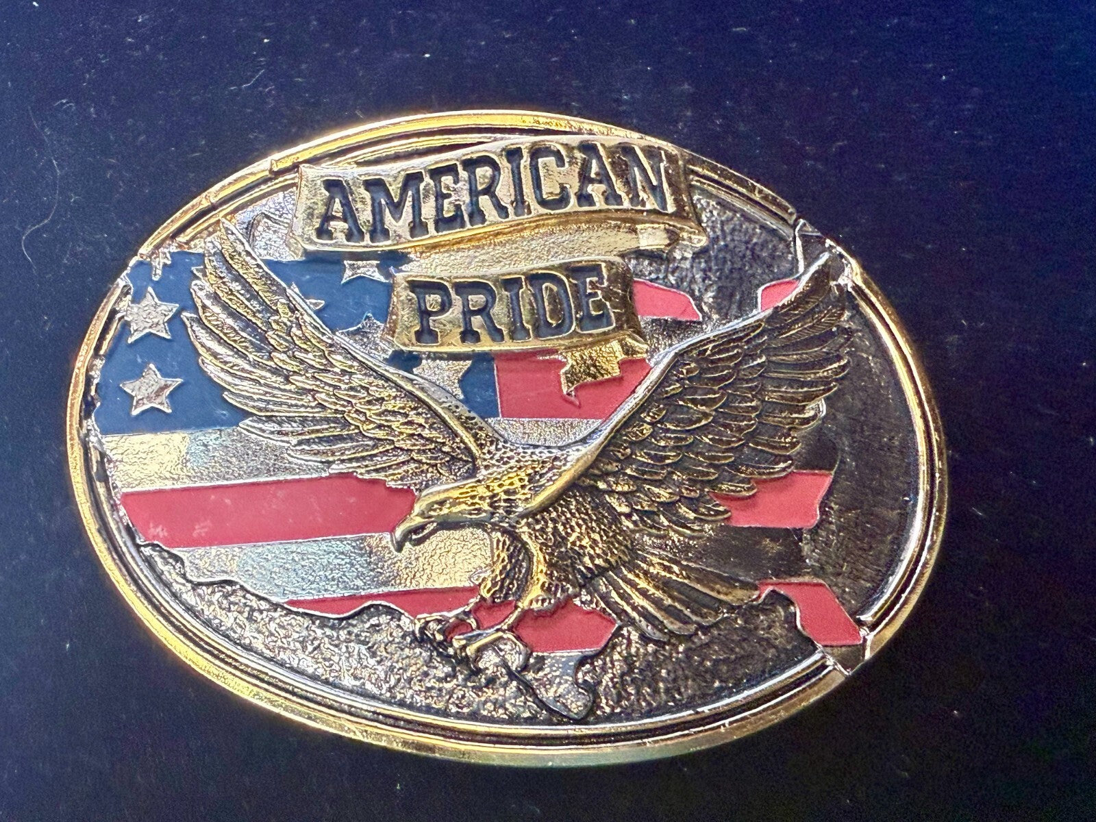American Pride - Patriotic USA United States Flag and Eagle Western Belt Buckle