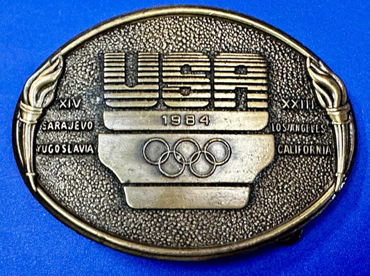 1984 USA Olympics Los Angeles California Vintage Commemorative Belt Buckle