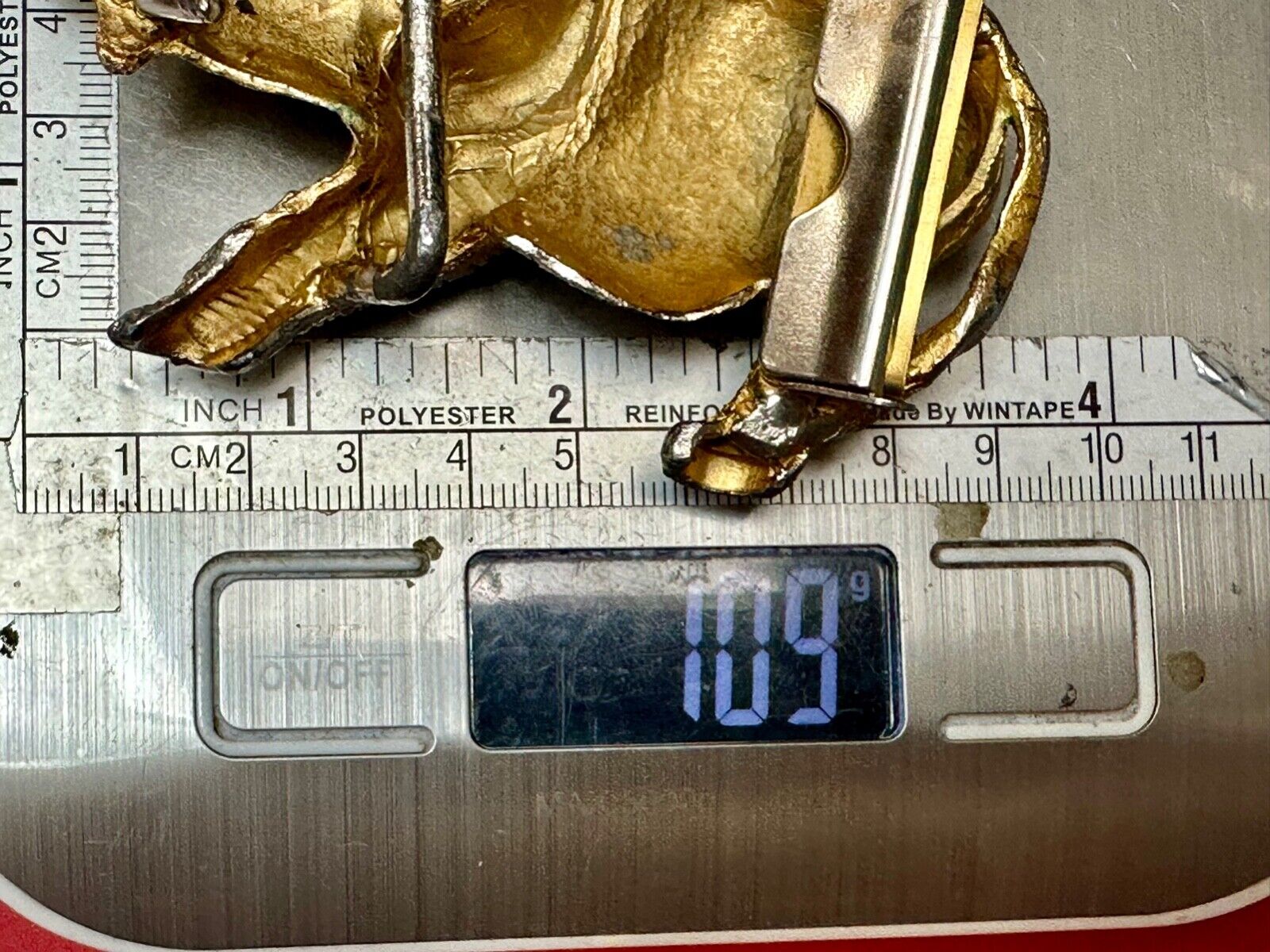 Adorable happy ELEPHANT lucky snout up!  -gold tone Vintage belt buckle