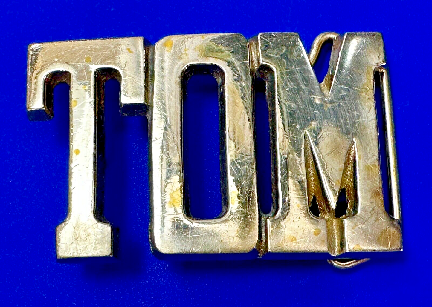 TOM - Custom Name cutout block letters Solid Brass Belt Buckle by Baron