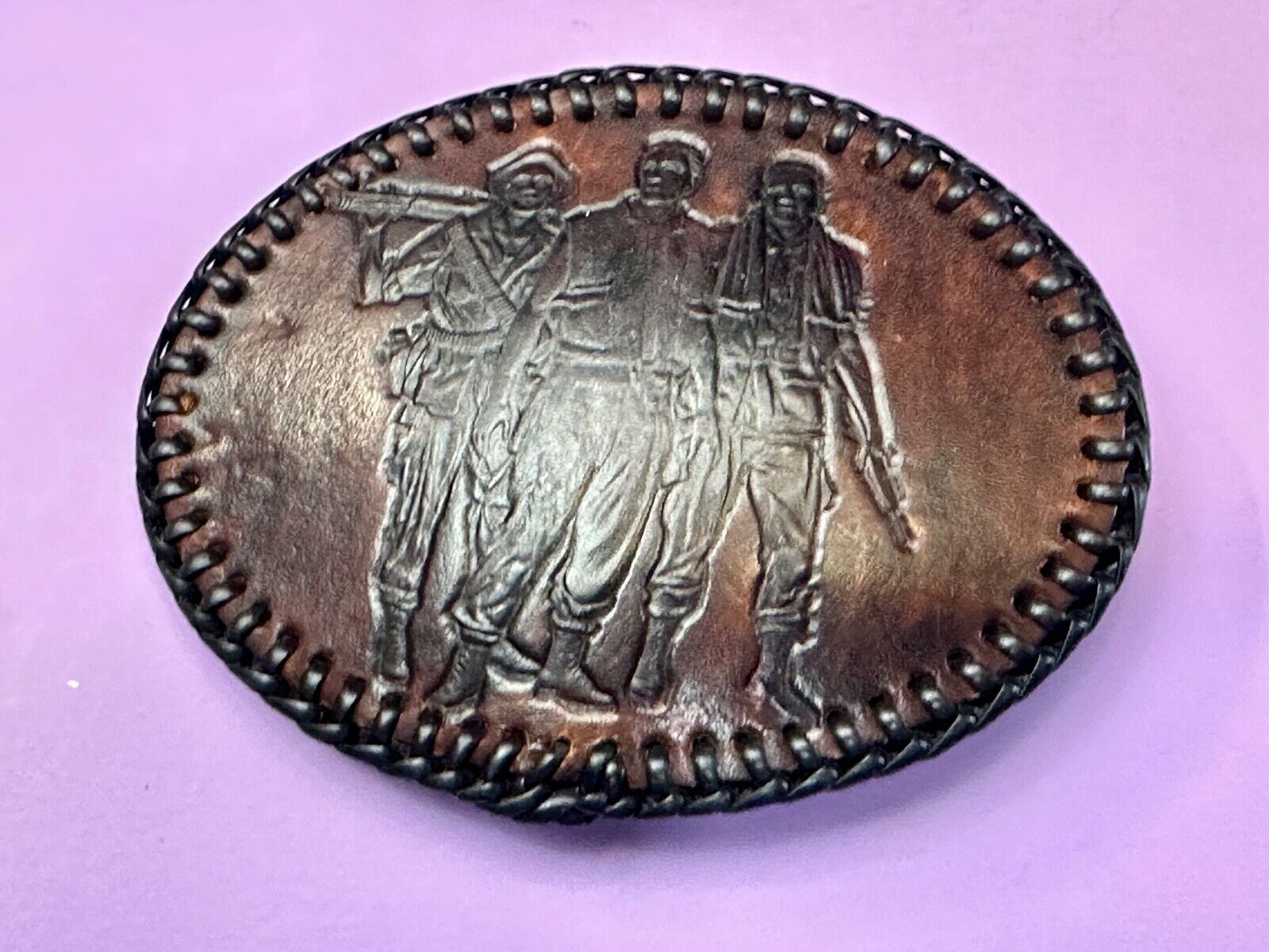 Vietnam War Memorial Three Soldiers Statue Washington DC Leather Belt Buckle