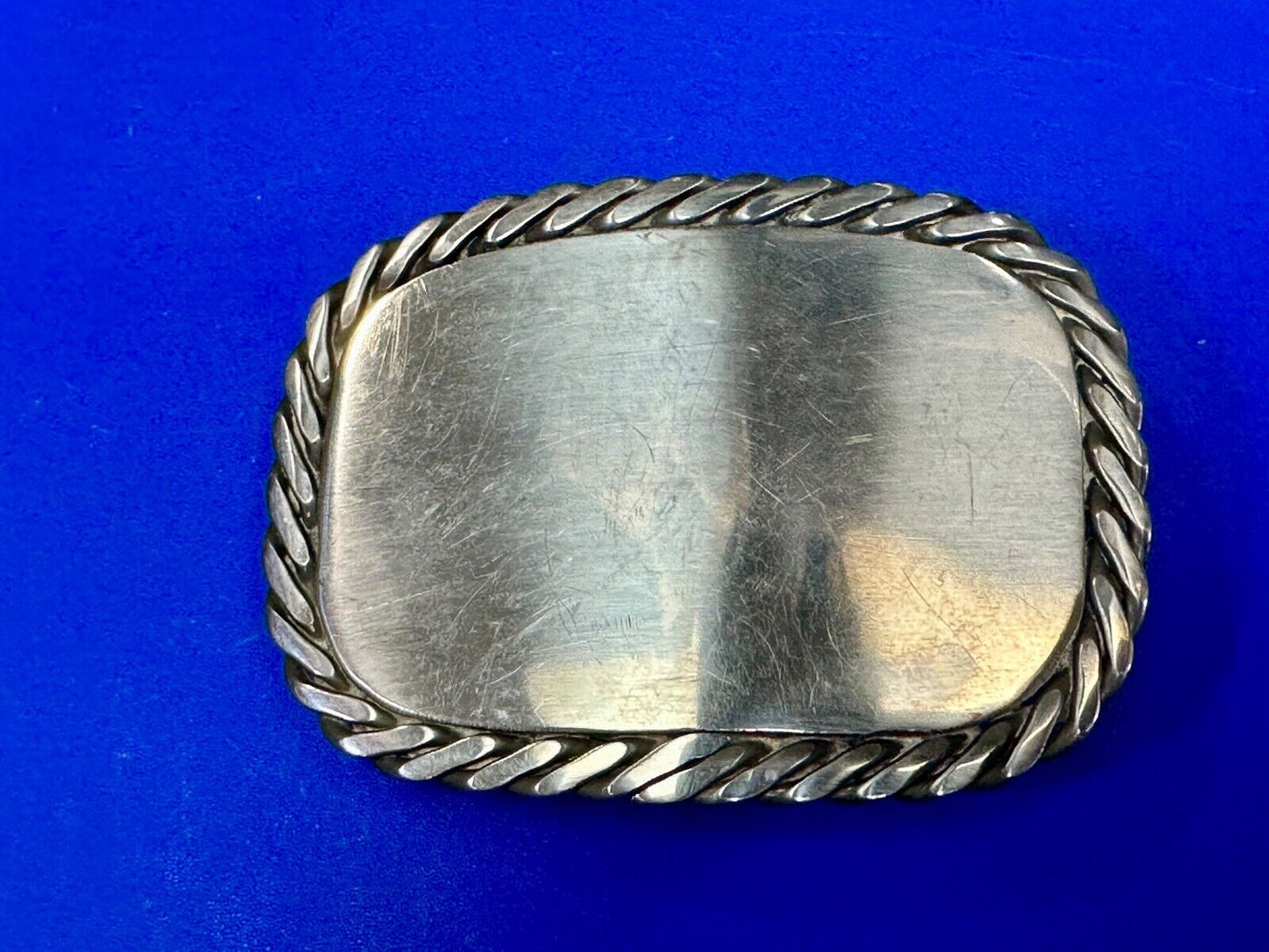 Artisan silver color belt buckle for craft project / wear - Thick rope boarder