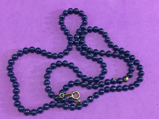 Unknown makers mark necklace - vintage quality, blue beads gold tone 