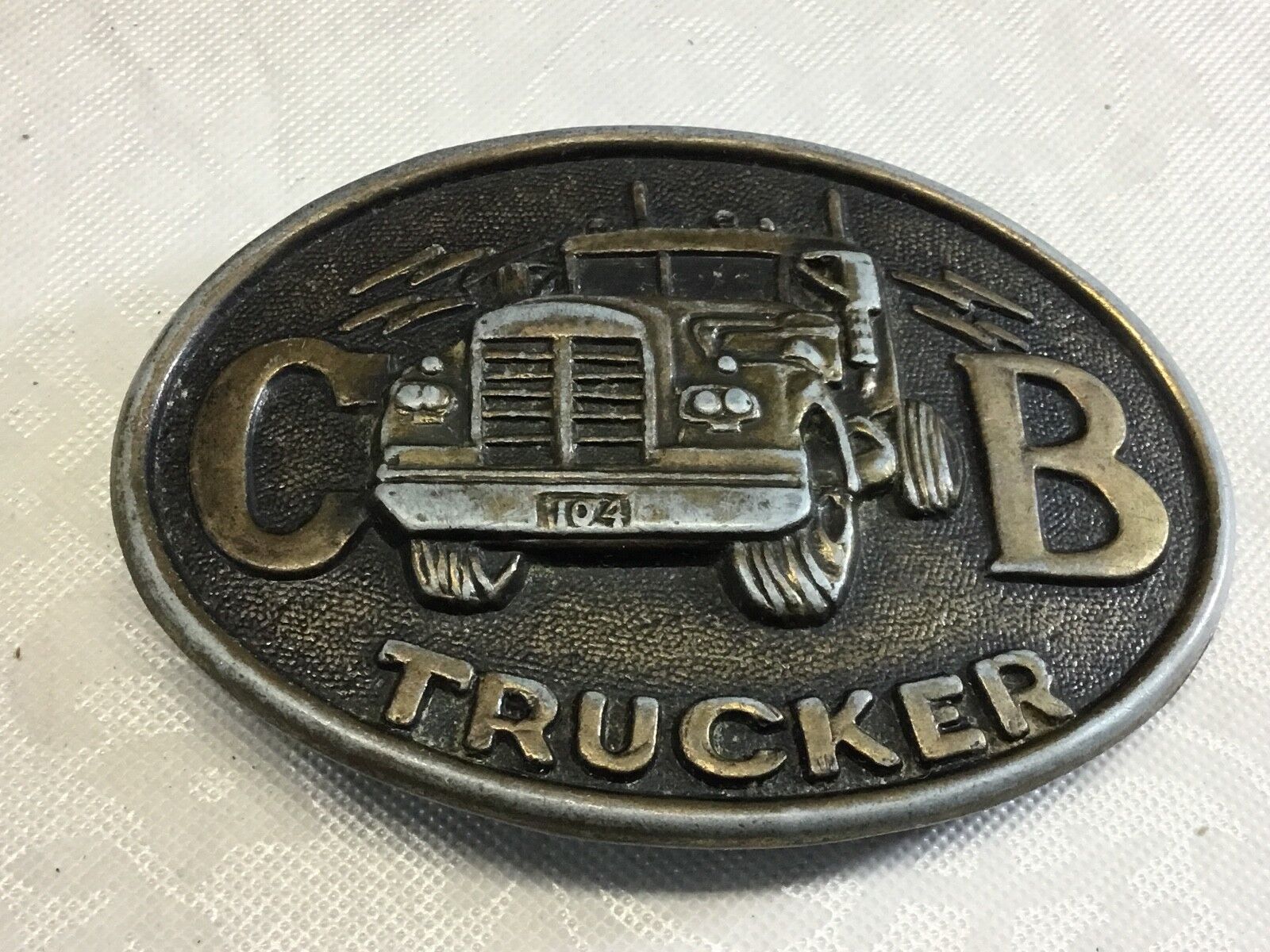 Vintage CB radio semi trucking  trucker Big rig semi driver belt buckle     