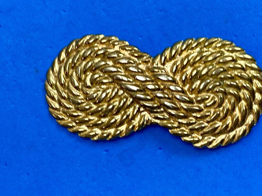 Vintage gold tone 4.5"  ROPE pattern Scarf shoe purse Belt Buckle Clip 