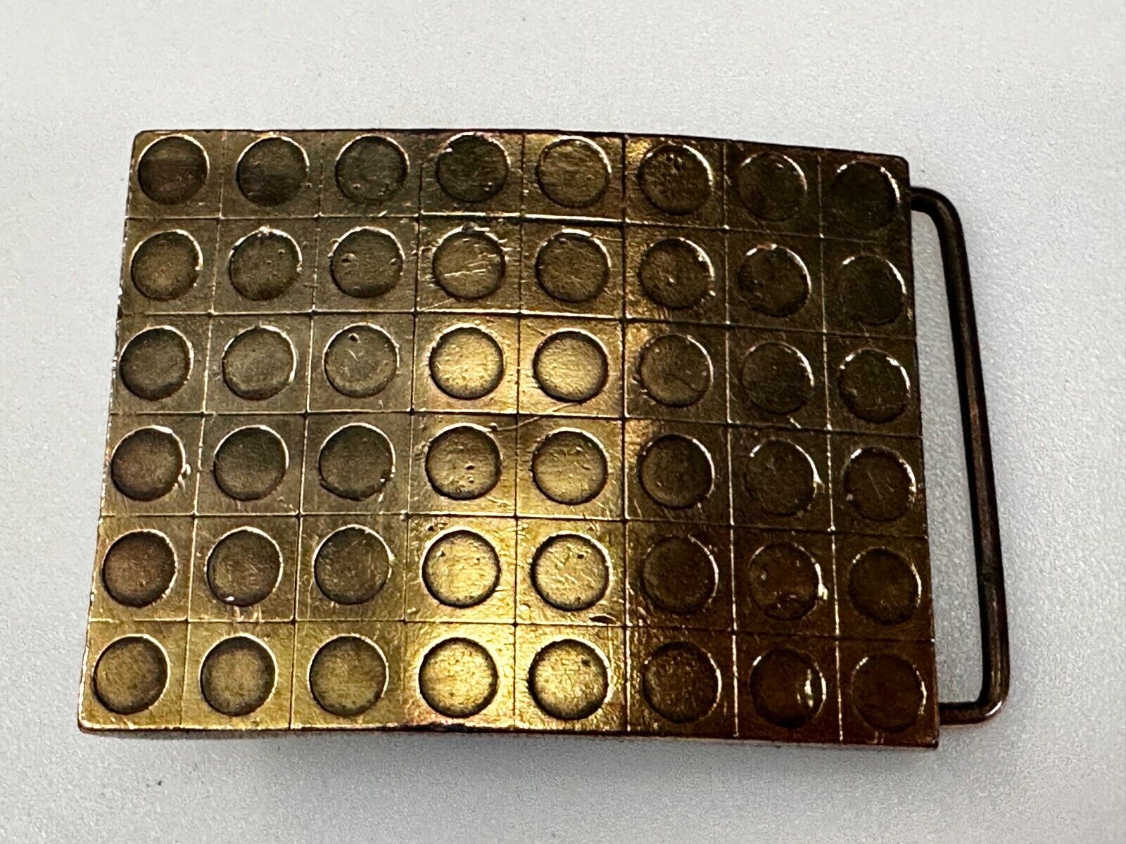 Artisan Metalwork Grid Hole Pattern Hippy Vibe Belt Buckle By Bergamot B-12