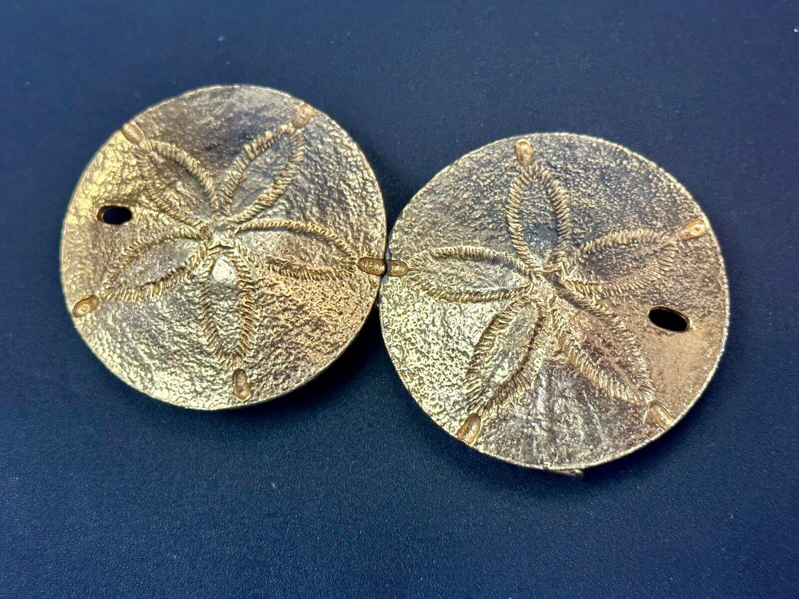 Two piece interconnecting Sand Dollars  vintage belt buckle by Mimi Di N