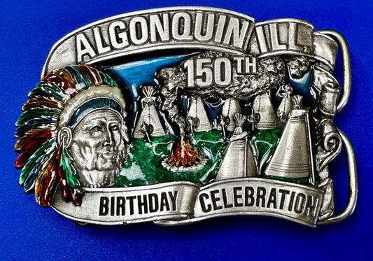 Algonquin Illinois 150th Birthday Celebration Vintage Belt Buckle or Freestand