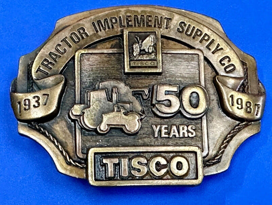 Tisco 50 year celebration Tractor farm supply company promo 1986 belt buckle