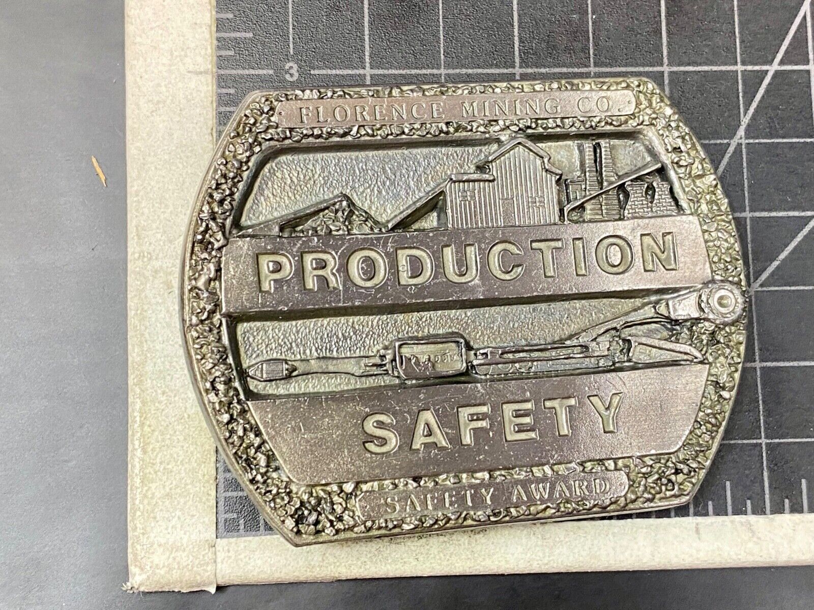 Vintage Florence Mining Company Safety Award belt buckle