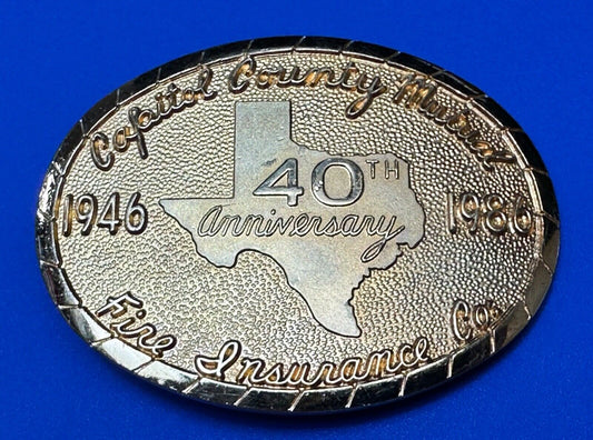 80's Texas  - capitol county mutual - Fire Insurance Company Balfour belt buckle