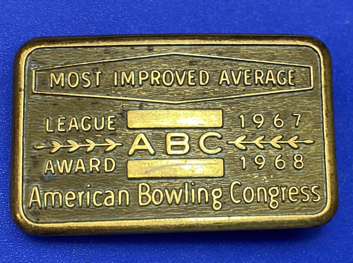 ABC Bowling Bowler's BLANK Most improved average award belt buckle NOT engraved!