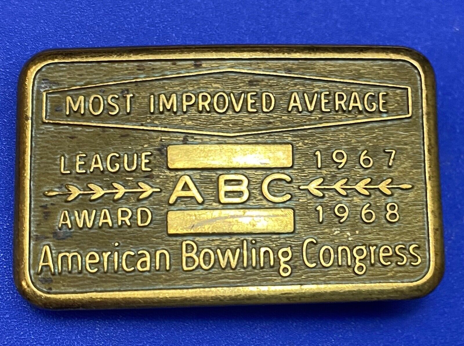 ABC Bowling Bowler's BLANK Most improved average award belt buckle NOT engraved!