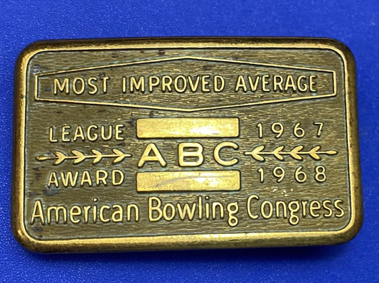 ABC Bowling Bowler's BLANK Most improved average award belt buckle NOT engraved!