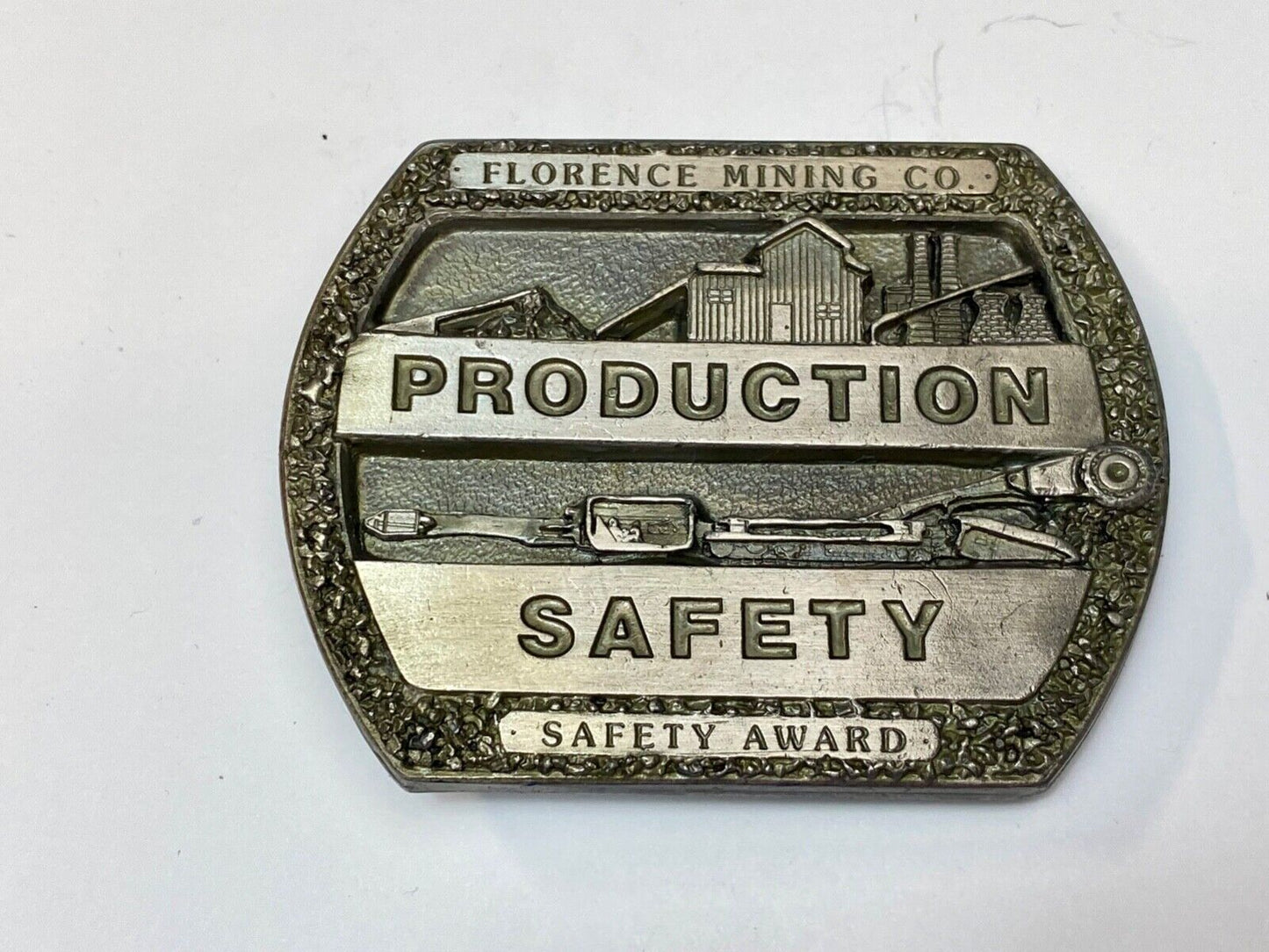 Vintage Florence Mining Company Safety Award belt buckle