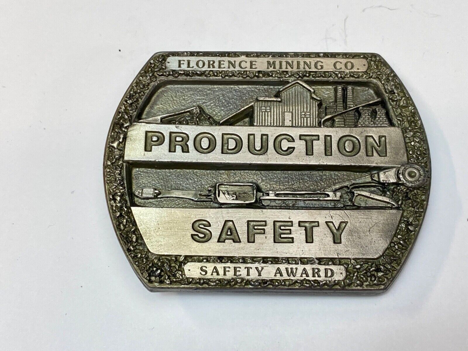 Vintage Florence Mining Company Safety Award belt buckle
