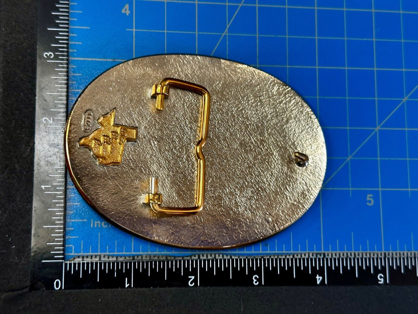 UA Company Logo Floral Flower Design Gold & Silver Tone Vintage Belt Buckle