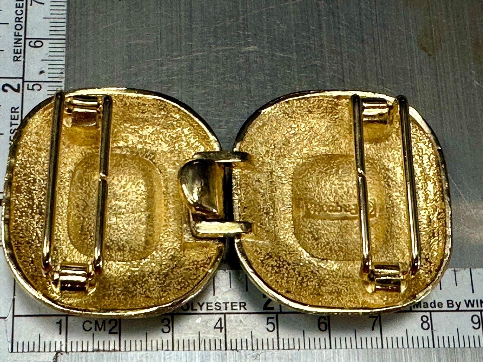 1980's Douglas Paquette Large Gold Tone w/ Black 2-Piece 3" Vintage Belt Buckle