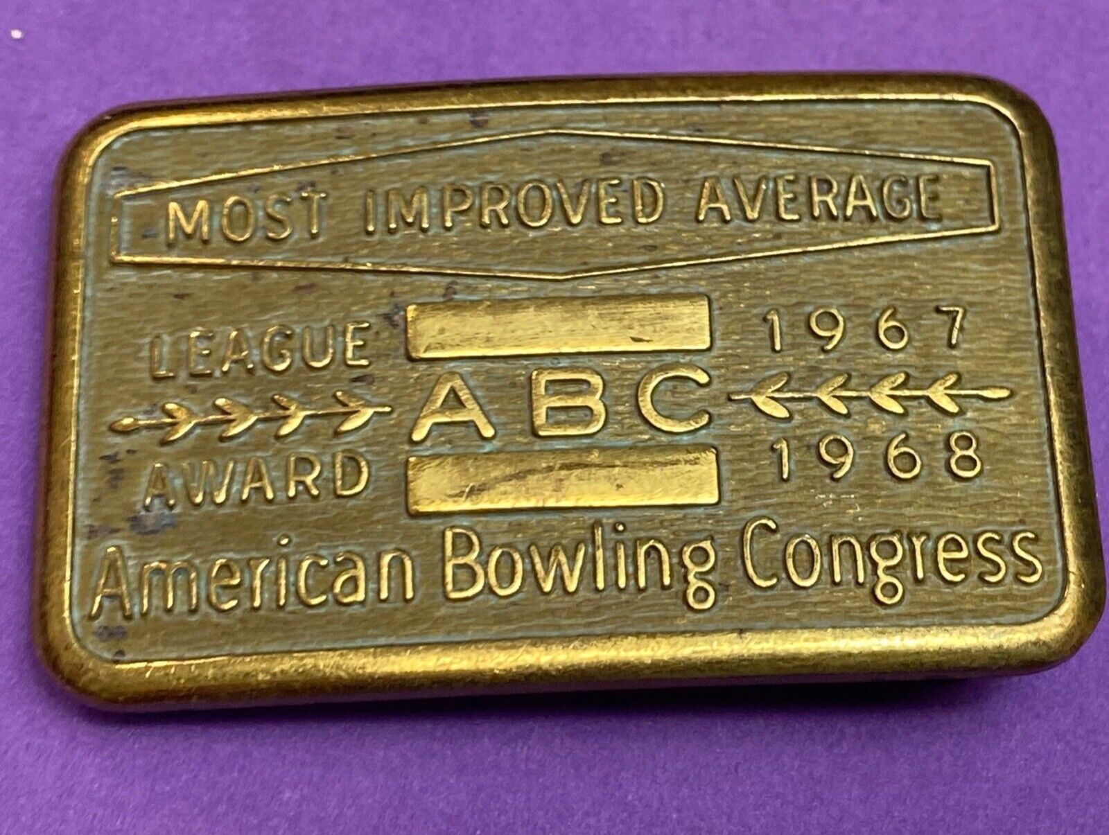 ABC Bowling Bowler's BLANK Most improved average award belt buckle NOT engraved!