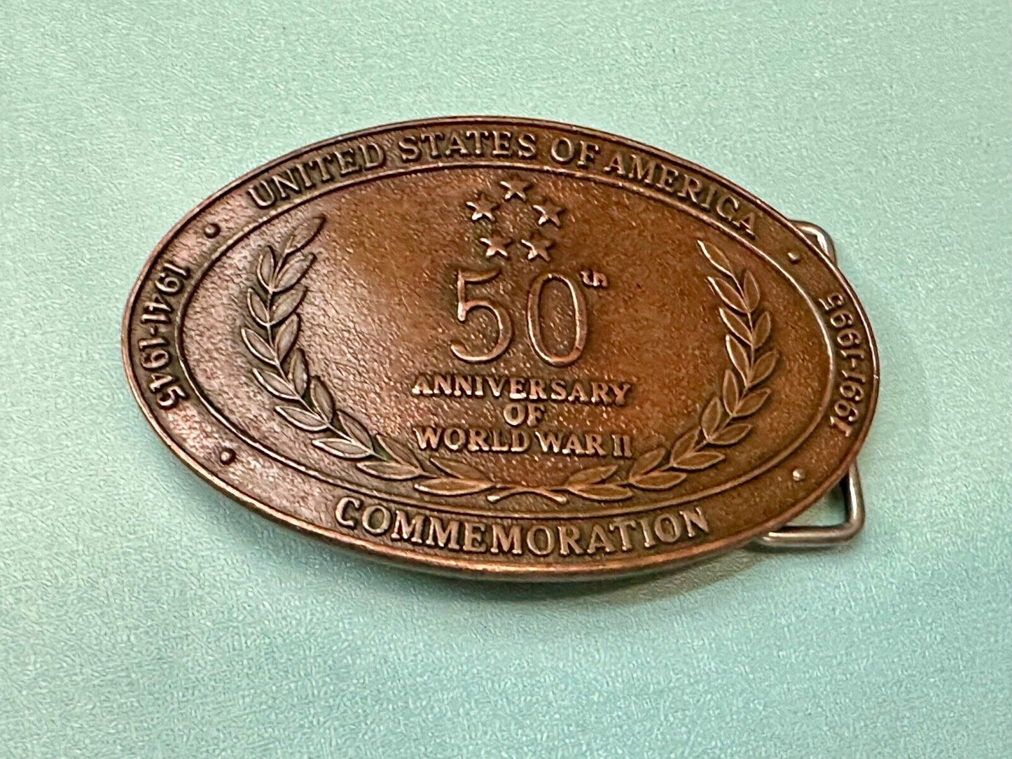 United Stated 50th Anniversary of World War 2 Commemorative belt buckle Crew INC