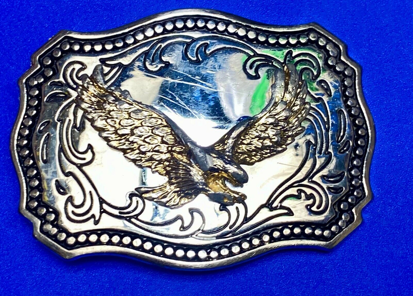 A Made Western Framed American Eagle - Hunting For Food Wings Wide Belt Buckle