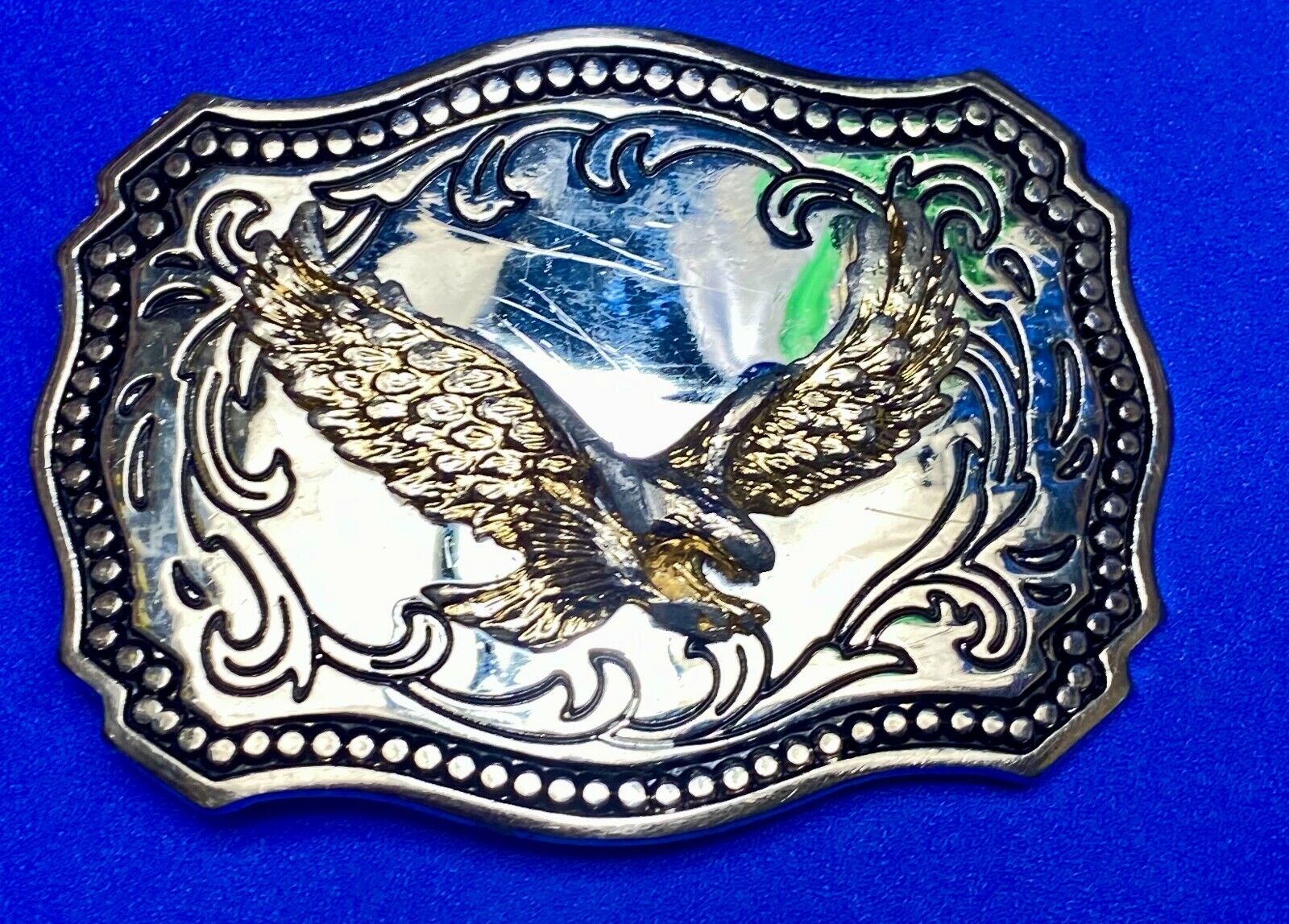 A Made Western Framed American Eagle - Hunting For Food Wings Wide Belt Buckle