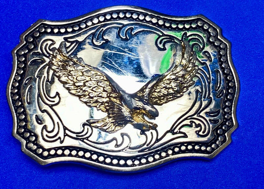 A Made Western Framed American Eagle - Hunting For Food Wings Wide Belt Buckle