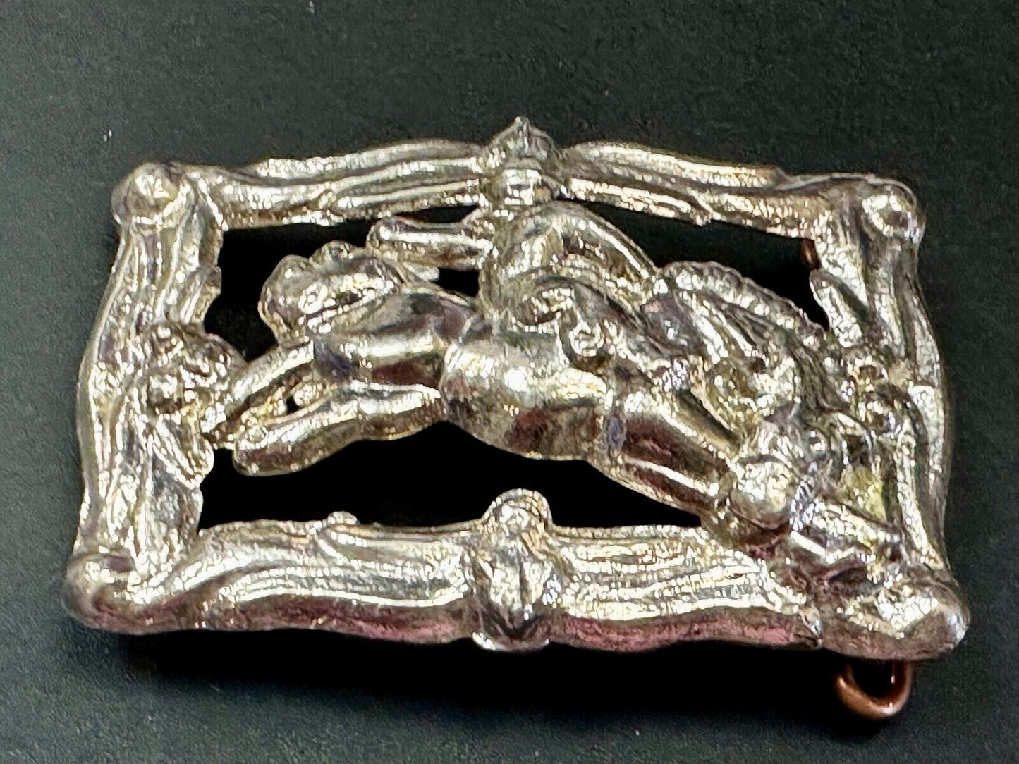 Unique silver tone Vintage Cowboy Saddle Bronc see through western belt buckle