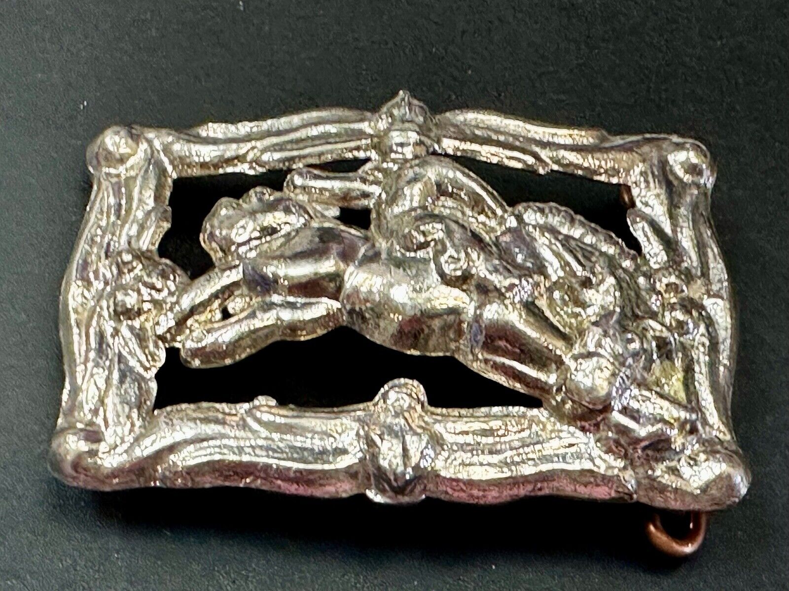 Unique silver tone Vintage Cowboy Saddle Bronc see through western belt buckle