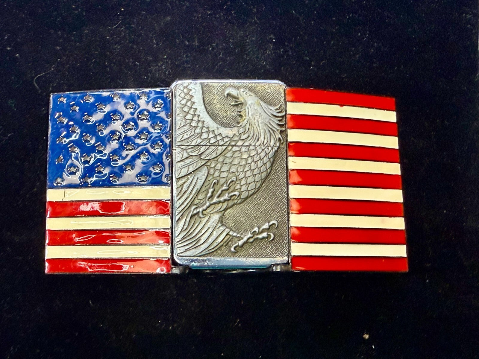 United States of America US Flag Bald Eagle Patriotic Belt Buckle Lighter Holder