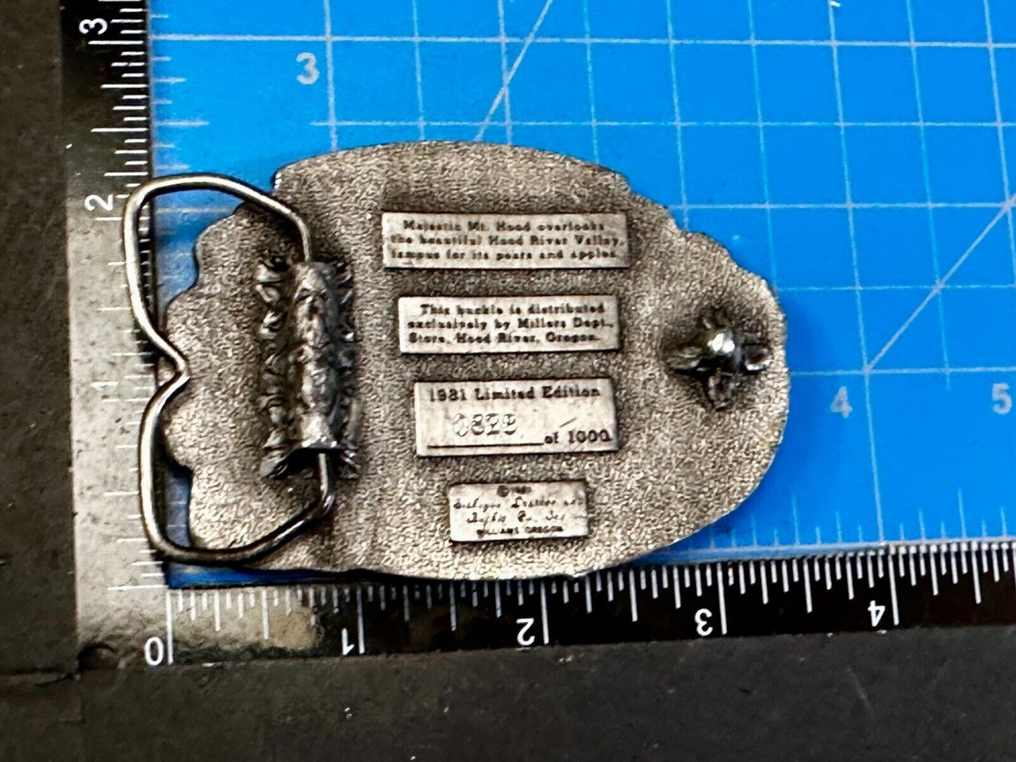 Majestic Mt. Hood River Valley Oregon Scenery Vtg 1981 Commemorative Belt Buckle