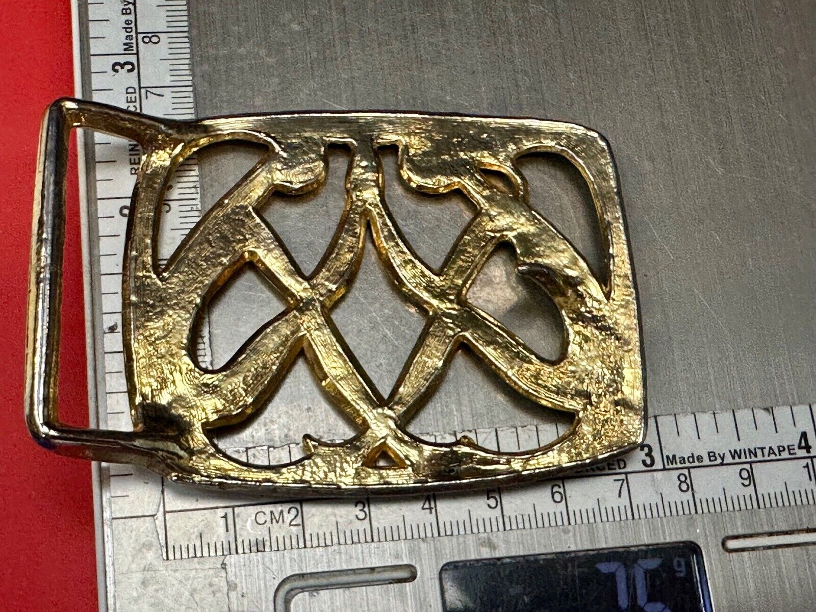 Abstract gold color Two Women touching palms  - Hippy see through belt buckle