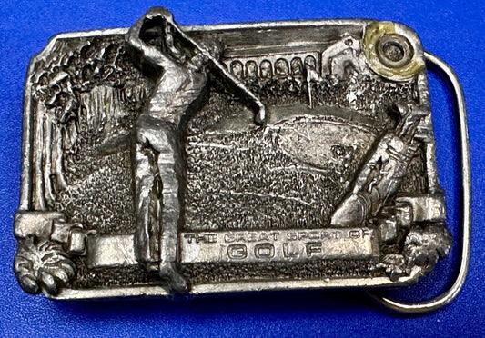 The Great Sport of Golf Golfer Vintage Belt Buckle by Bergamot Brass Works L-86