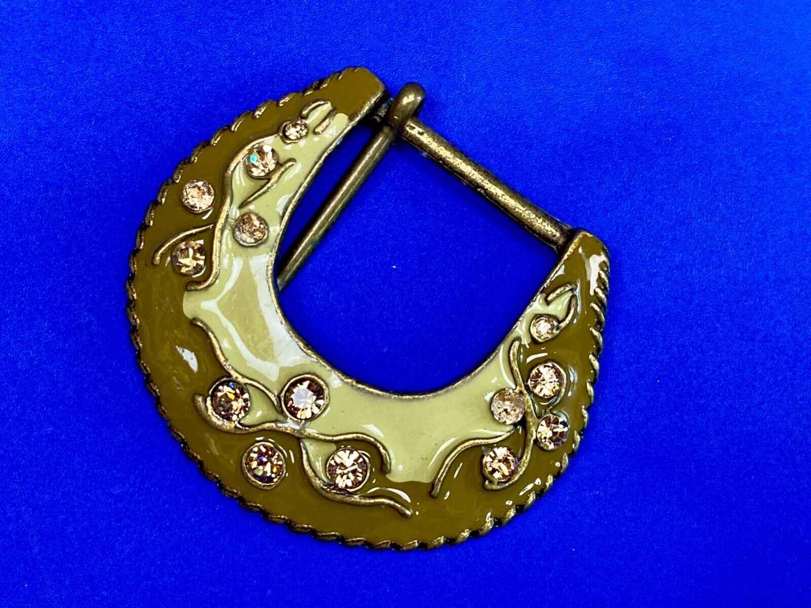 Unique Enameled Ranger Style Women's Rhinestone Accented Belt Buckle