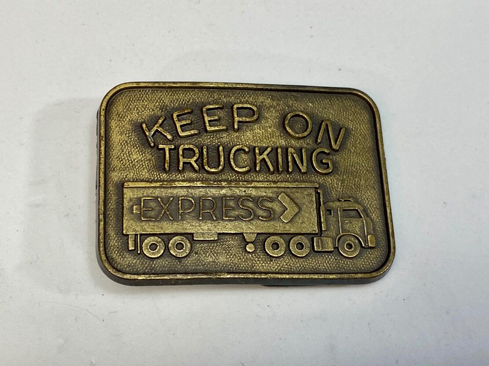 Vintage Keep On Truckin Express Driver Semi-Truck Big Rig Belt Buckle 
