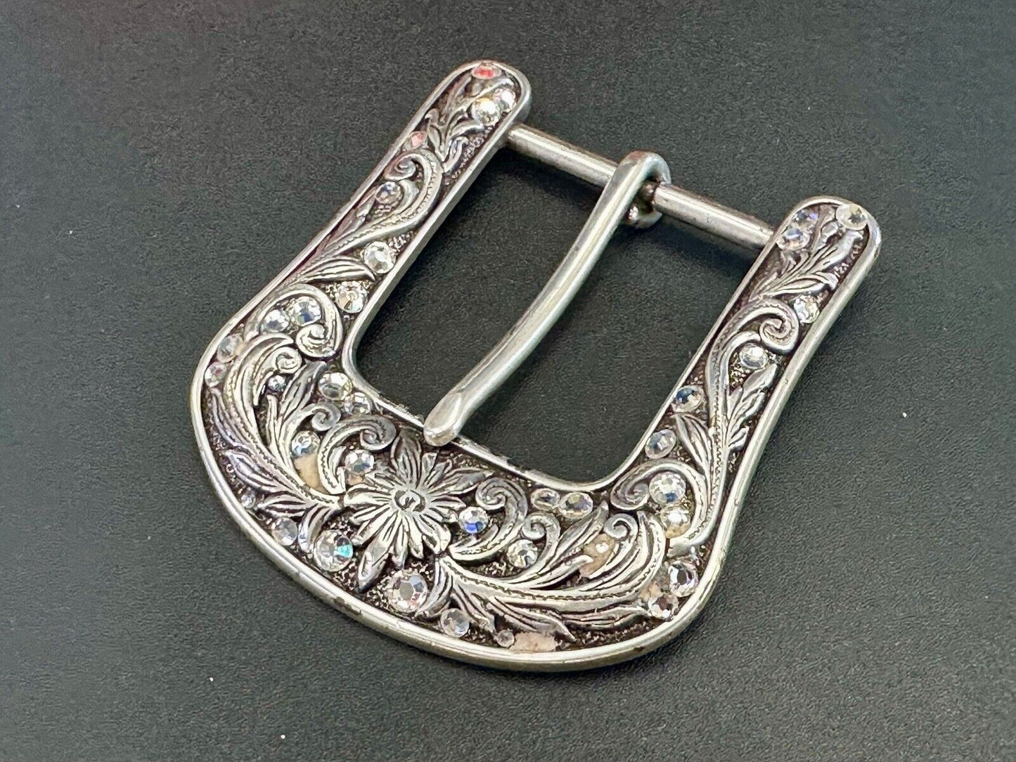 Ariat signed western ornate ranger silver tone belt buckle with Rhinestone's