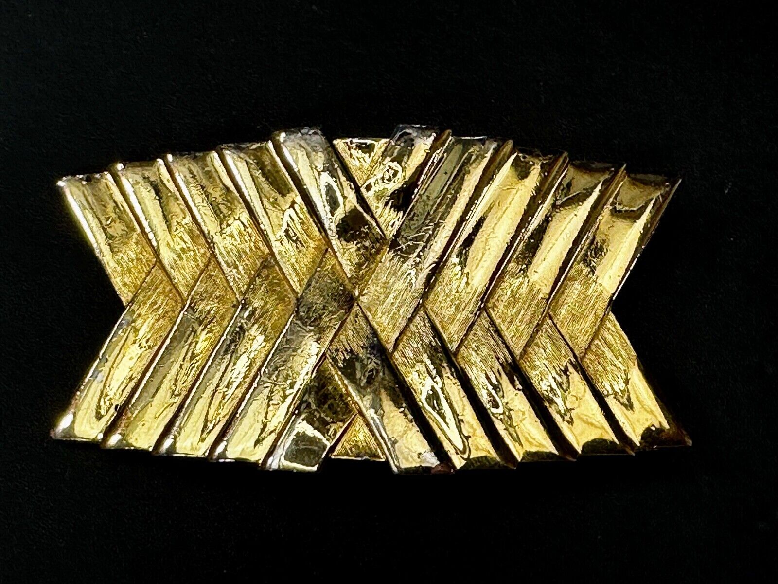 Abstract X Patten Design Hippy Boho Vibe Large Gold Tone Vintage Belt Buckle